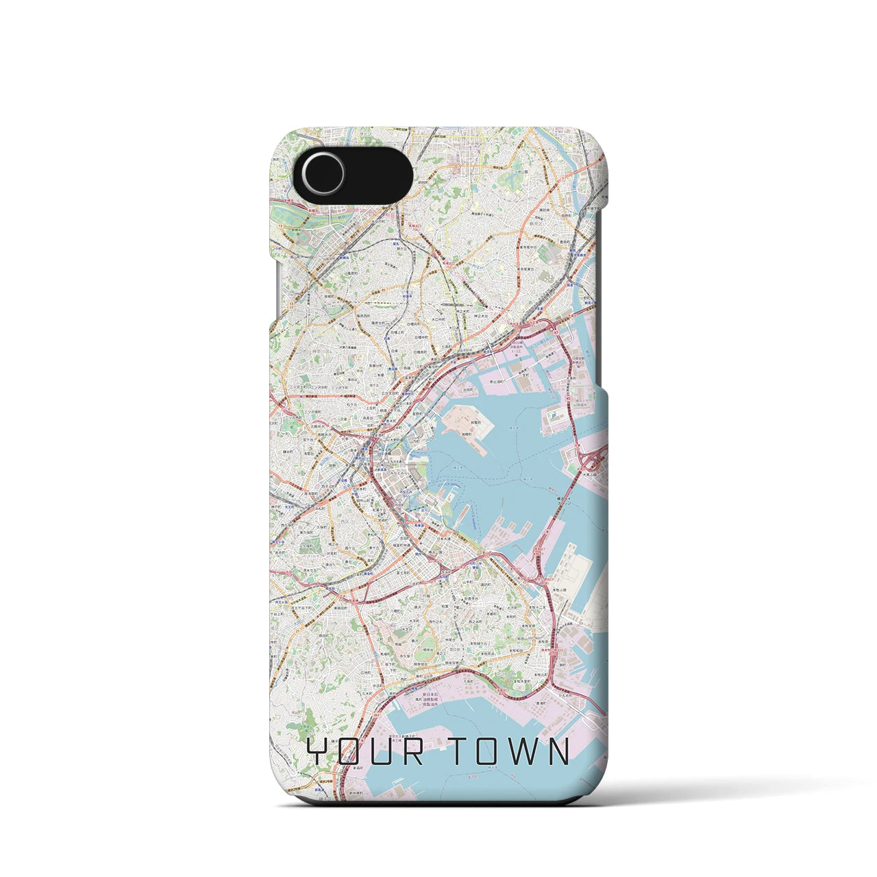 【あなたの街】地図柄iPhoneケース（バックカバータイプ特注A・ナチュラル）iPhone SE（第3 / 第2世代） / 8 / 7 / 6s / 6 用