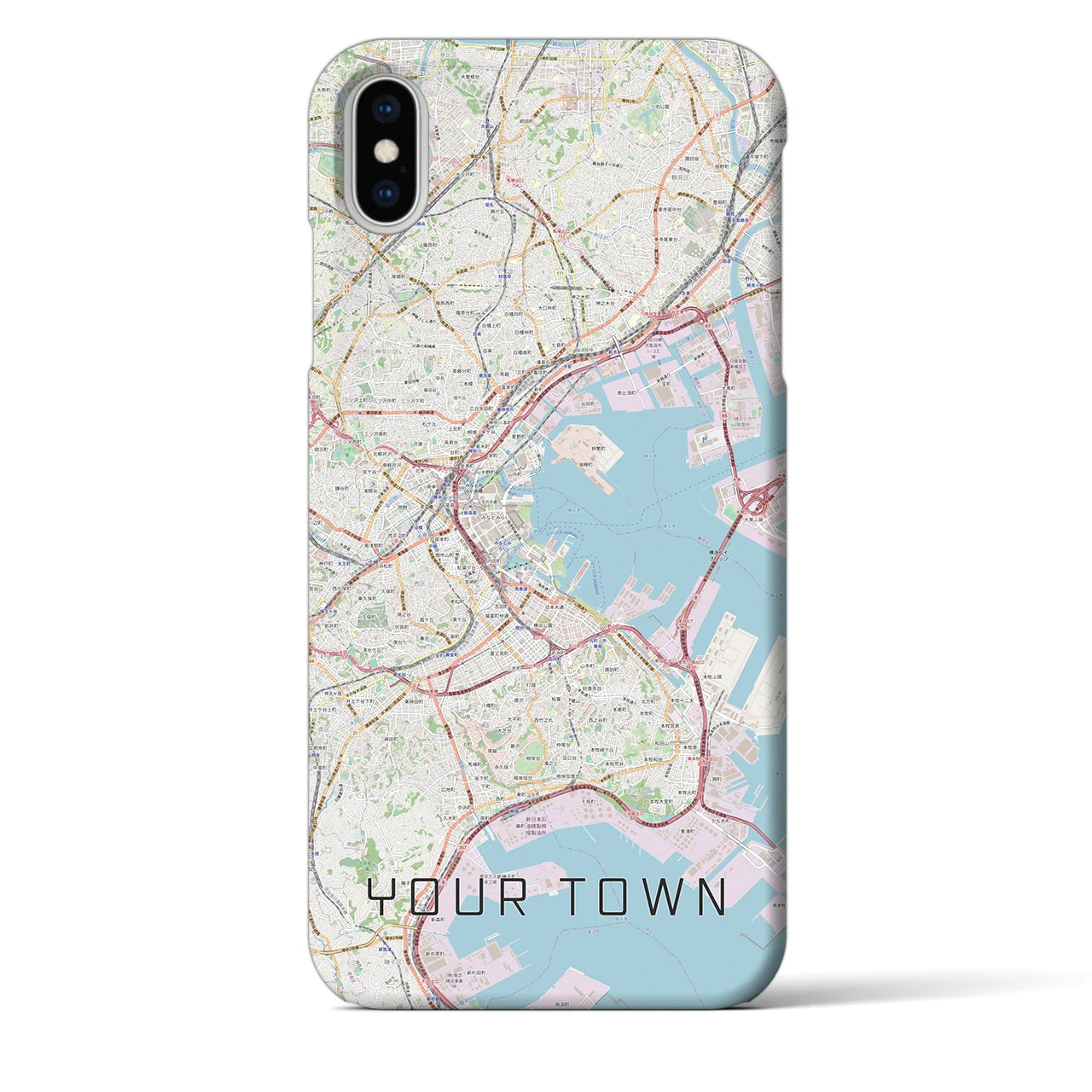 【あなたの街】地図柄iPhoneケース（バックカバータイプ特注A・ナチュラル）iPhone XS Max 用