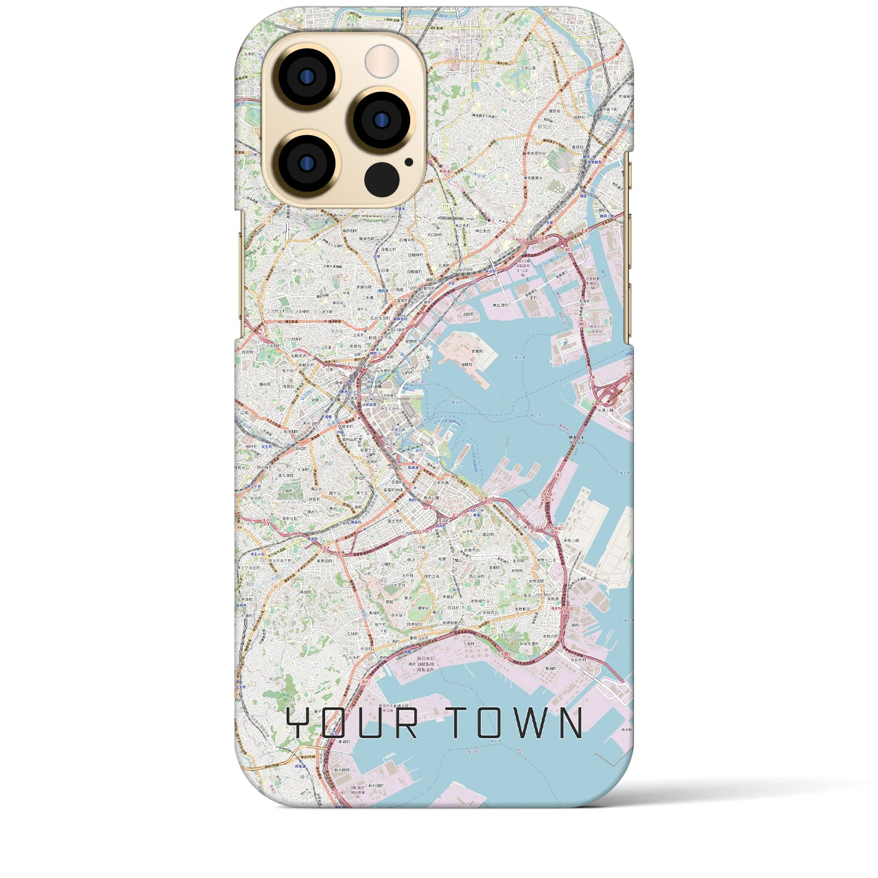 【あなたの街】地図柄iPhoneケース（バックカバータイプ特注B・ナチュラル）iPhone 12 Pro Max 用