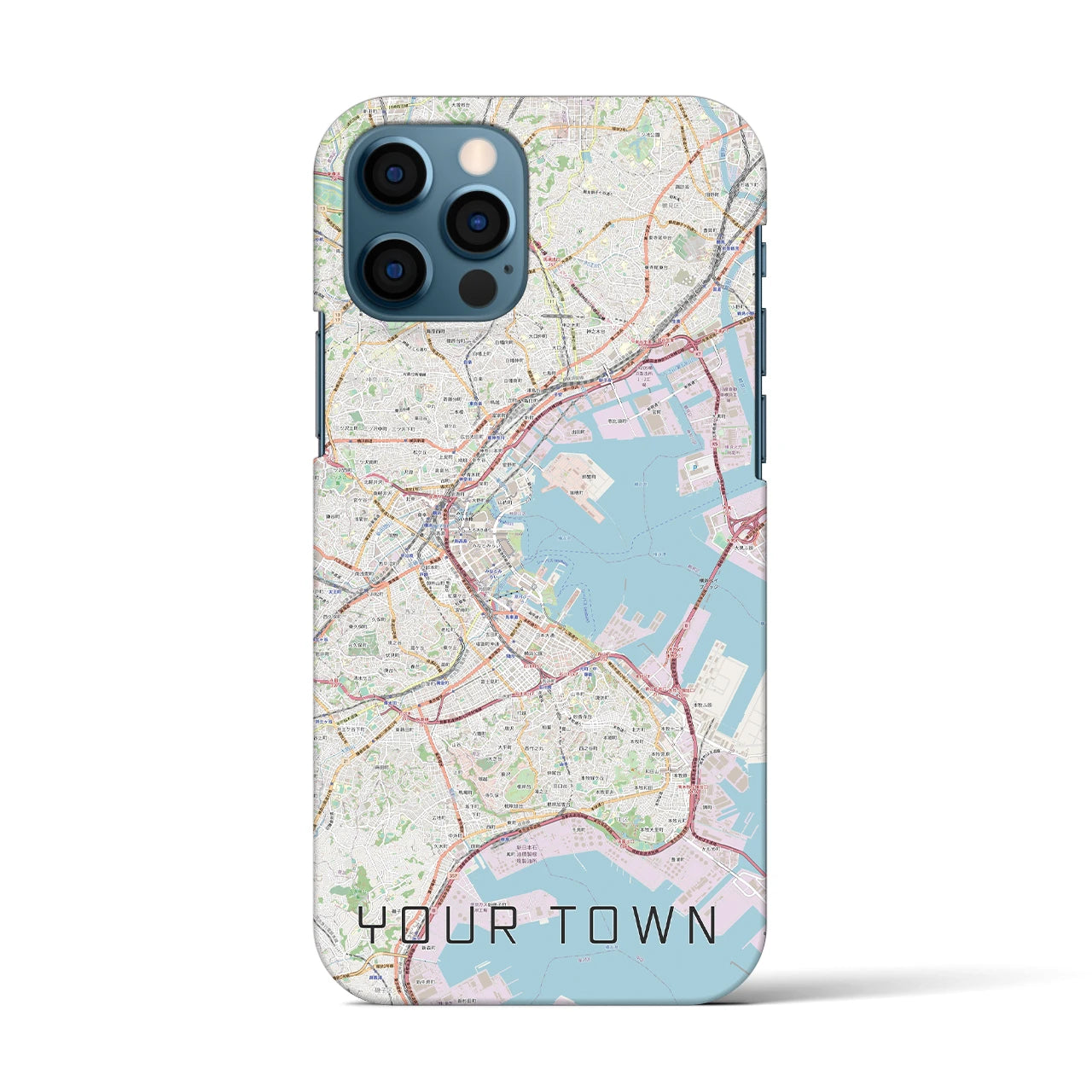 【あなたの街】地図柄iPhoneケース（バックカバータイプ特注B・ナチュラル）iPhone 12 / 12 Pro 用