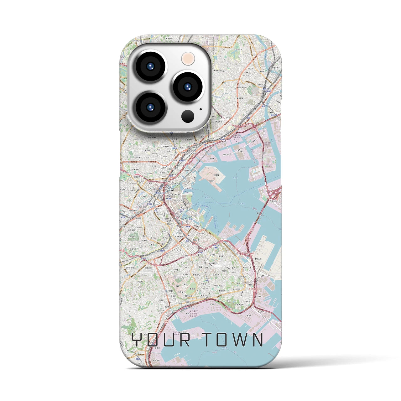 【あなたの街】地図柄iPhoneケース（バックカバータイプ特注B・ナチュラル）iPhone 13 Pro 用