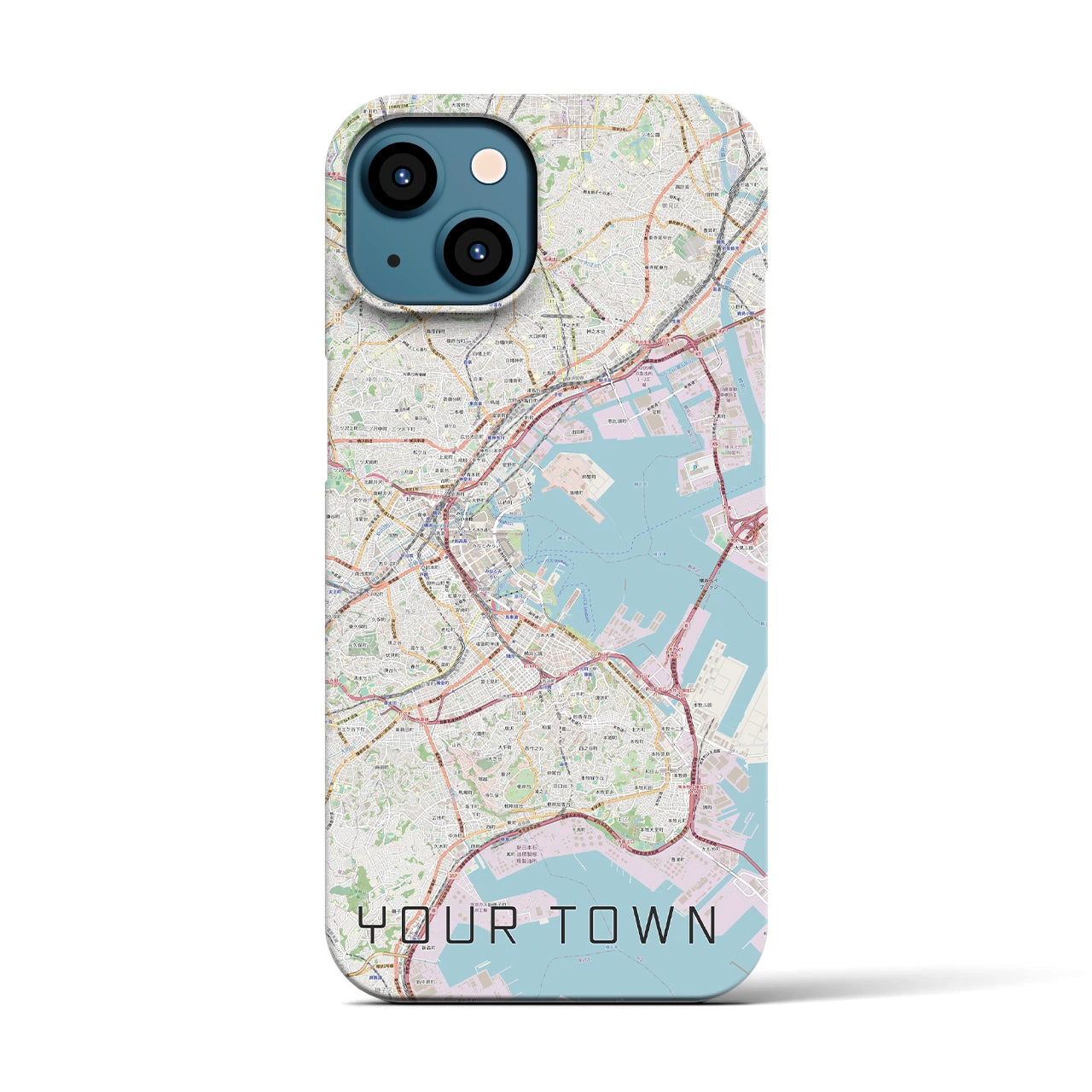 【あなたの街】地図柄iPhoneケース（バックカバータイプ特注B・ナチュラル）iPhone 13 用