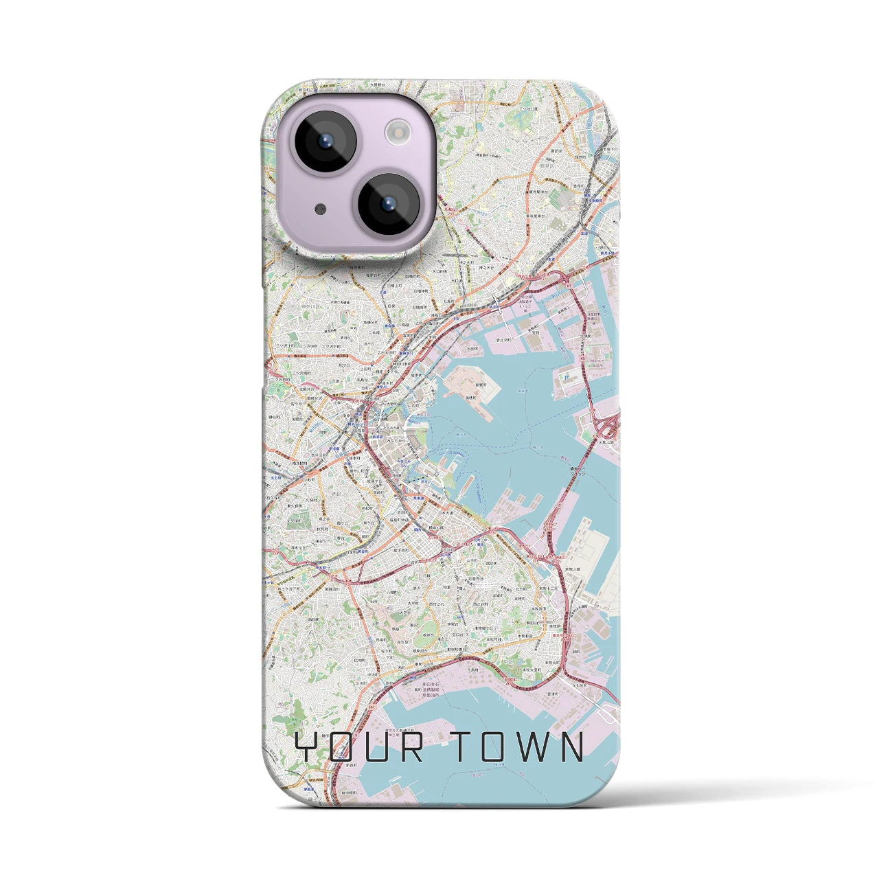 【あなたの街】地図柄iPhoneケース（バックカバータイプ特注B・ナチュラル）iPhone 14 用