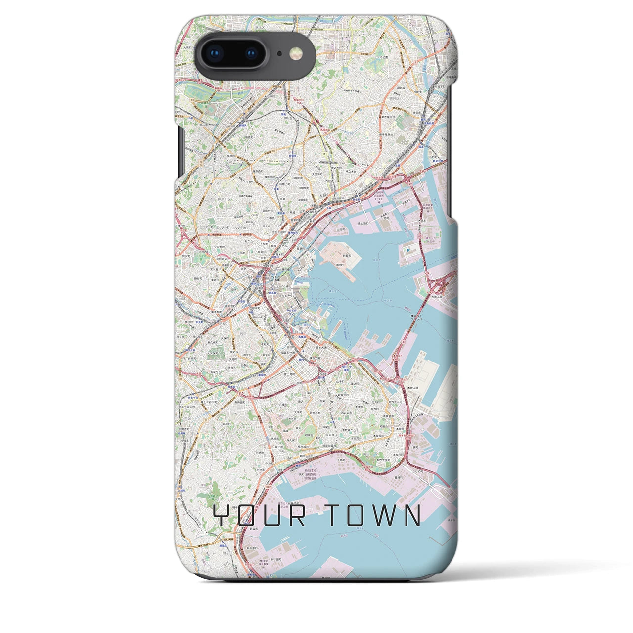 【あなたの街】地図柄iPhoneケース（バックカバータイプ特注B・ナチュラル）iPhone 8Plus /7Plus / 6sPlus / 6Plus 用