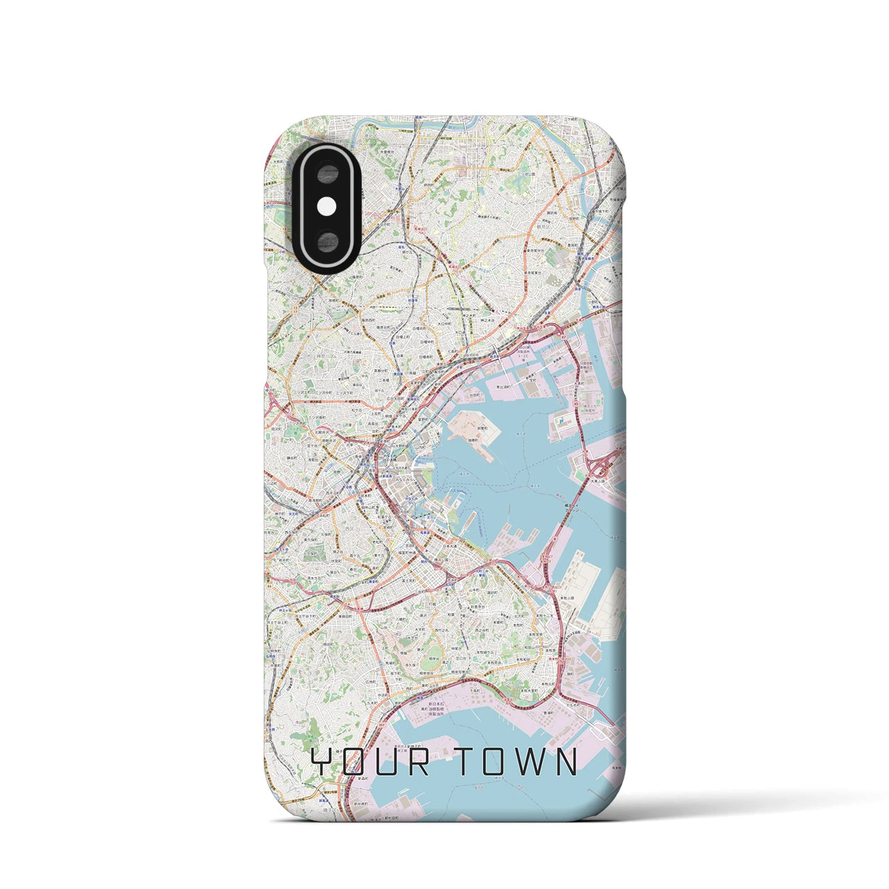 【あなたの街】地図柄iPhoneケース（バックカバータイプ特注B・ナチュラル）iPhone XS / X 用