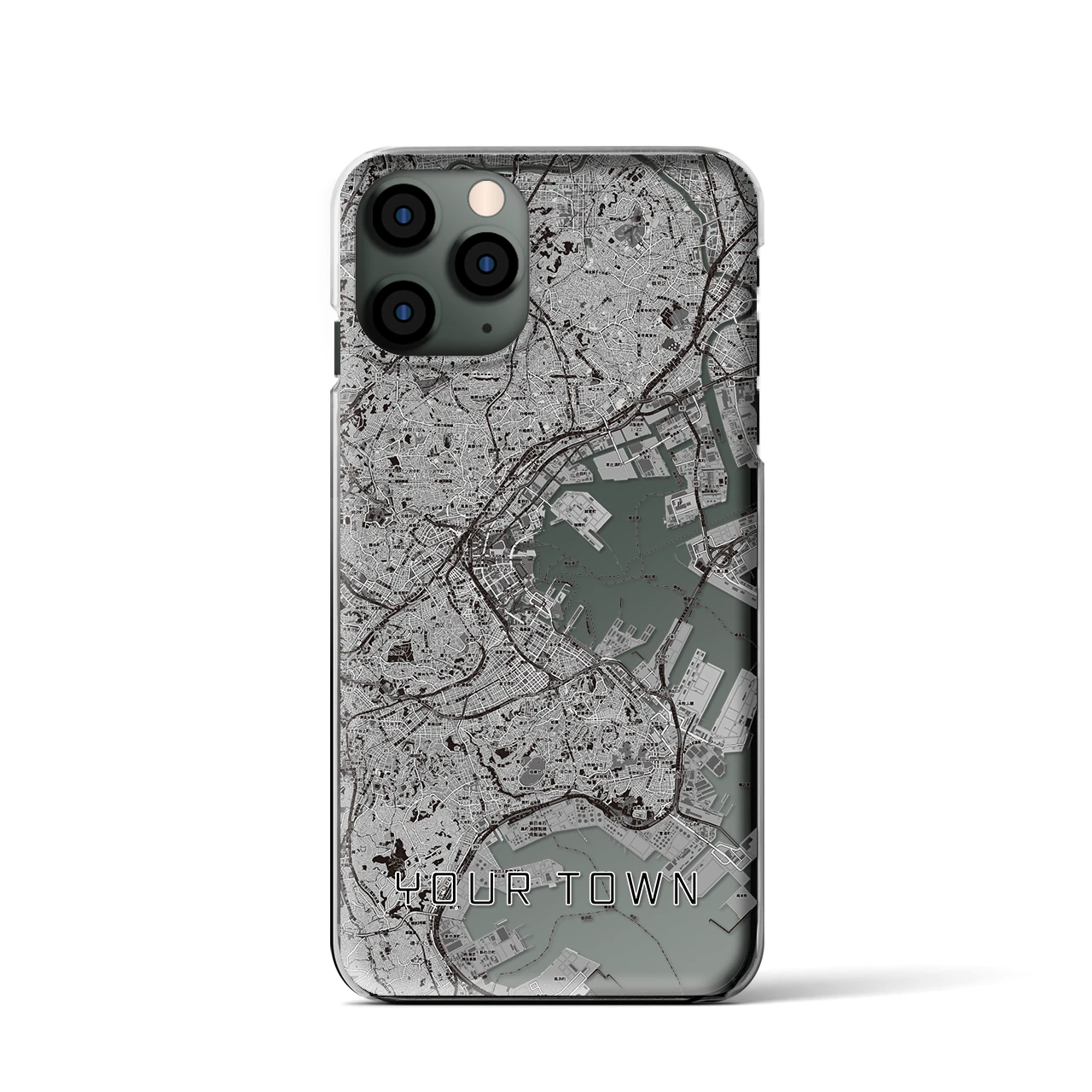 【あなたの街】地図柄iPhoneケース（クリアタイプ特注B・モノトーン）iPhone 11 Pro 用