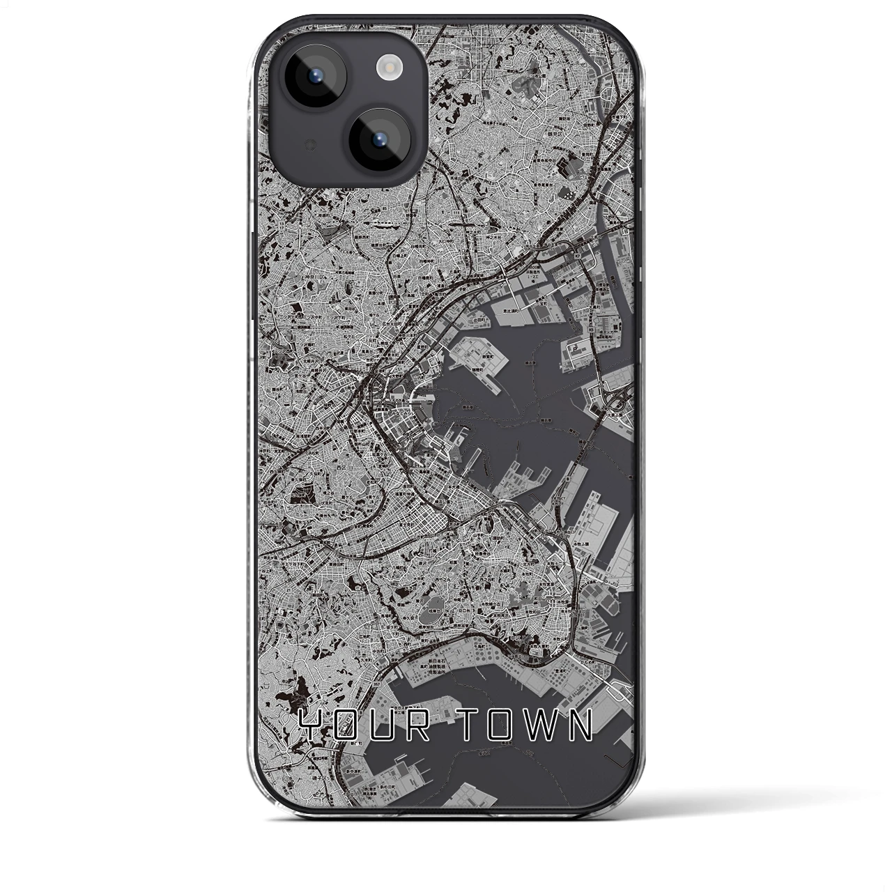あなたの街】モノトーン地図柄特注iPhoneケース（クリアタイプ 