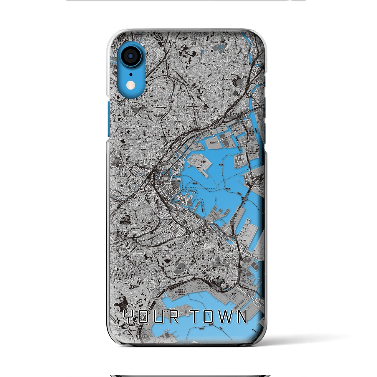 【あなたの街】地図柄iPhoneケース（クリアタイプ特注B・モノトーン）iPhone XR 用