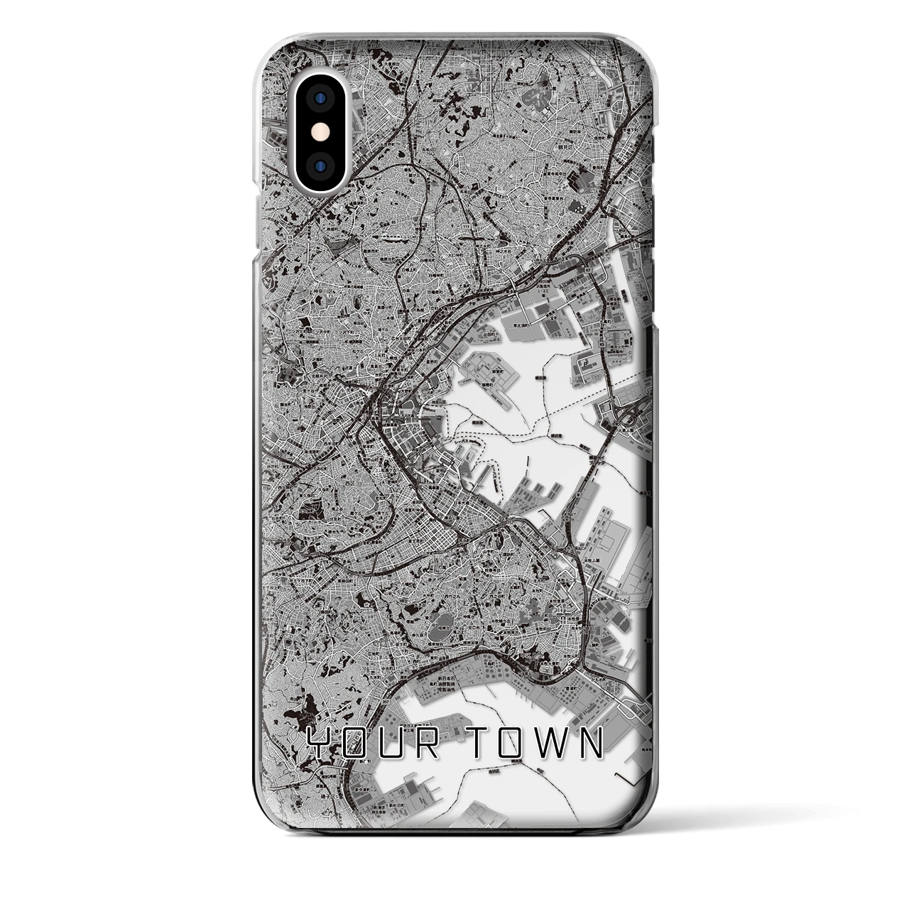 【あなたの街】地図柄iPhoneケース（クリアタイプ特注B・モノトーン）iPhone XS Max 用