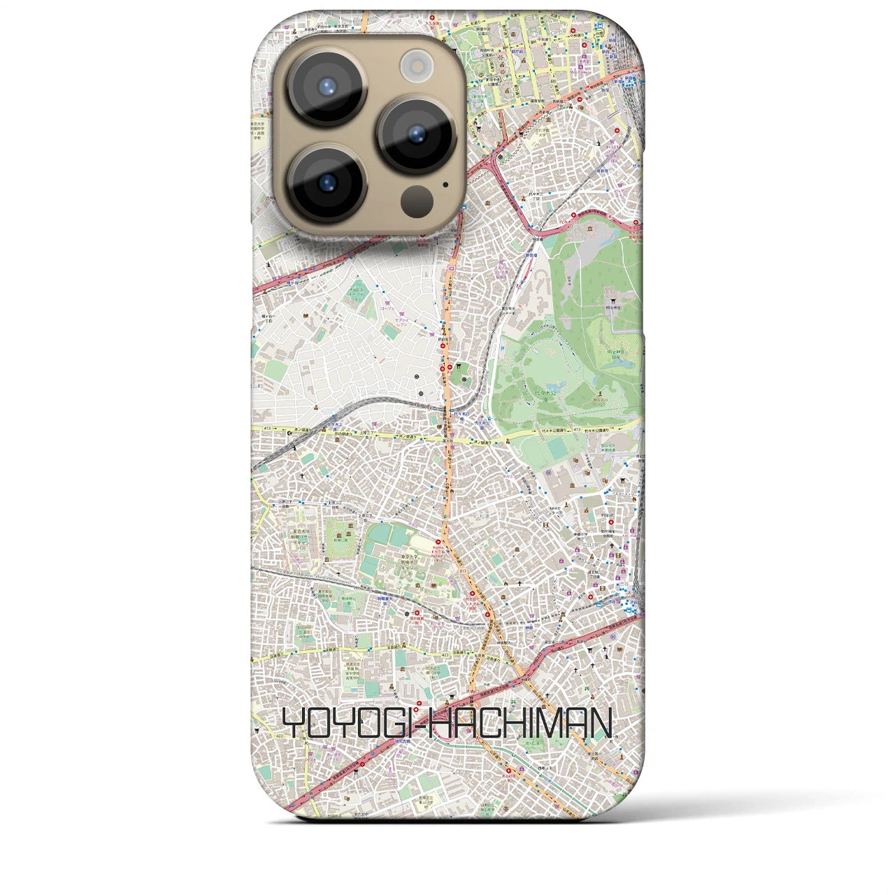 【代々木八幡】地図柄iPhoneケース（バックカバータイプ・ナチュラル）iPhone 14 Pro Max 用