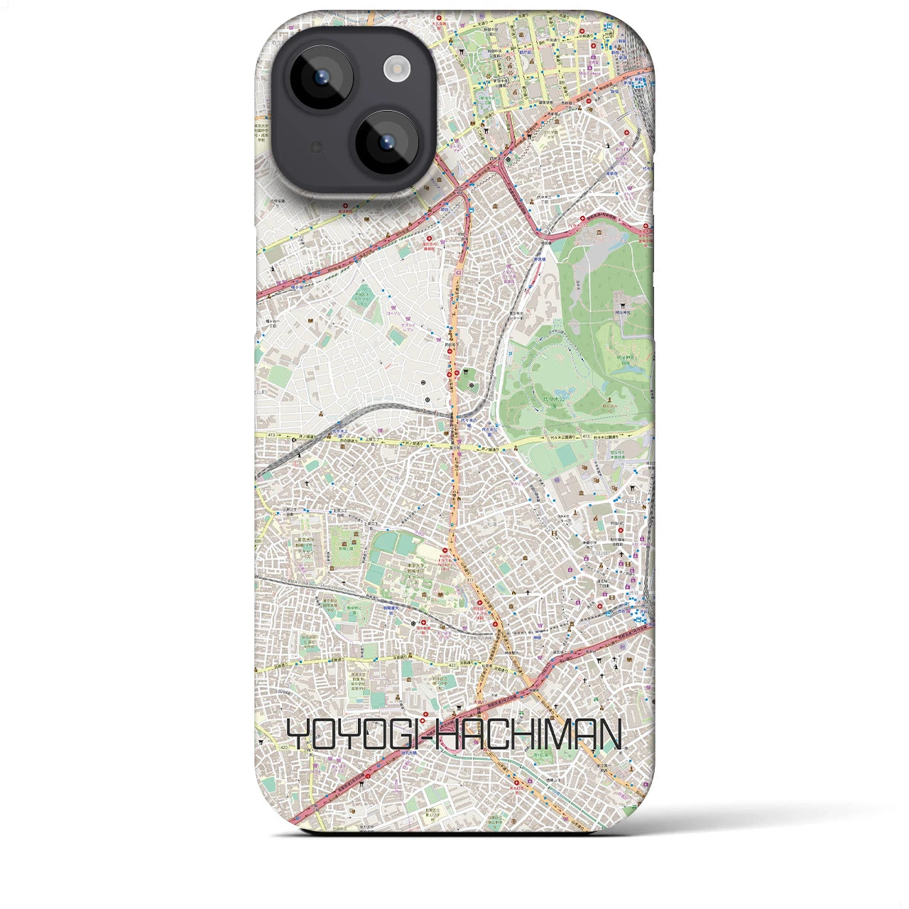 【代々木八幡】地図柄iPhoneケース（バックカバータイプ・ナチュラル）iPhone 14 Plus 用
