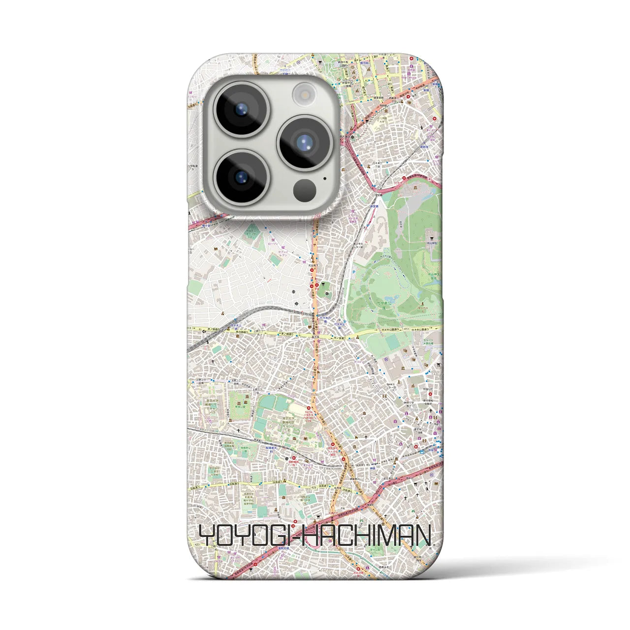 【代々木八幡】地図柄iPhoneケース（バックカバータイプ・ナチュラル）iPhone 15 Pro 用