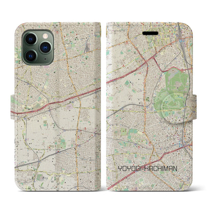 【代々木八幡（東京都）】地図柄iPhoneケース（手帳タイプ）ナチュラル・iPhone 11 Pro 用