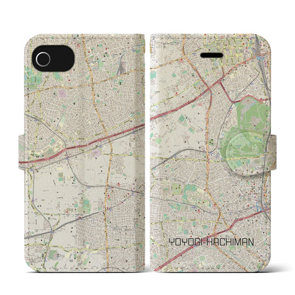 【代々木八幡（東京都）】地図柄iPhoneケース（手帳タイプ）ナチュラル・iPhone SE（第3 / 第2世代） / 8 / 7 / 6s / 6 用