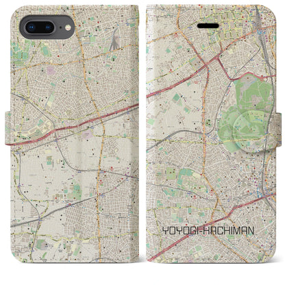 【代々木八幡（東京都）】地図柄iPhoneケース（手帳タイプ）ナチュラル・iPhone 8Plus /7Plus / 6sPlus / 6Plus 用