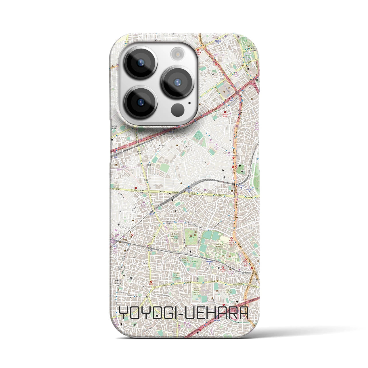 【代々木上原】地図柄iPhoneケース（バックカバータイプ・ナチュラル）iPhone 14 Pro 用