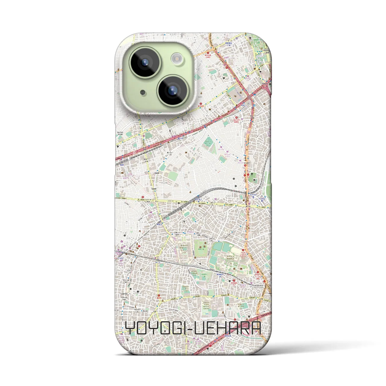 【代々木上原】地図柄iPhoneケース（バックカバータイプ・ナチュラル）iPhone 15 用