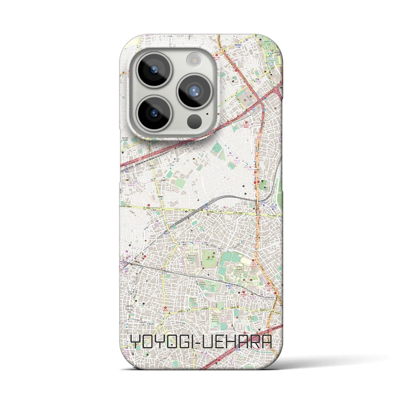 【代々木上原】地図柄iPhoneケース（バックカバータイプ・ナチュラル）iPhone 15 Pro 用