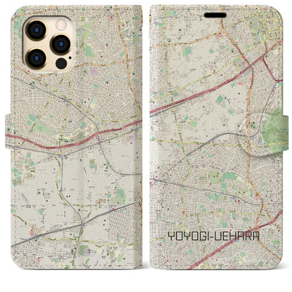 【代々木上原（東京都）】地図柄iPhoneケース（手帳タイプ）ナチュラル・iPhone 12 Pro Max 用
