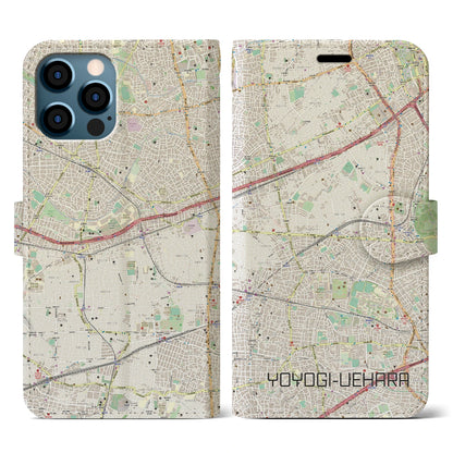 【代々木上原（東京都）】地図柄iPhoneケース（手帳タイプ）ナチュラル・iPhone 12 / 12 Pro 用