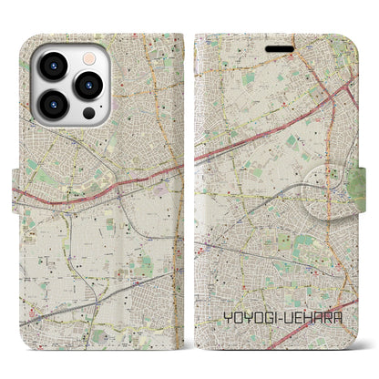 【代々木上原（東京都）】地図柄iPhoneケース（手帳タイプ）ナチュラル・iPhone 13 Pro 用