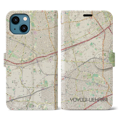 【代々木上原（東京都）】地図柄iPhoneケース（手帳タイプ）ナチュラル・iPhone 13 用