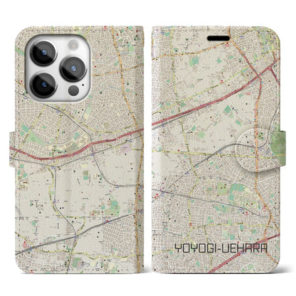 【代々木上原（東京都）】地図柄iPhoneケース（手帳タイプ）ナチュラル・iPhone 14 Pro 用