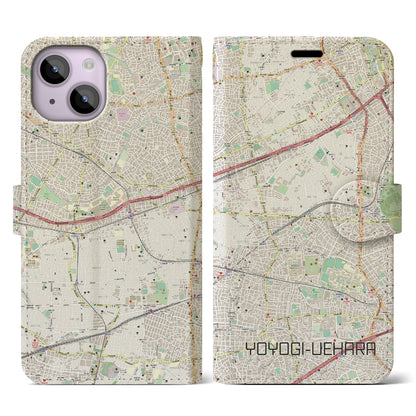 【代々木上原（東京都）】地図柄iPhoneケース（手帳タイプ）ナチュラル・iPhone 14 用