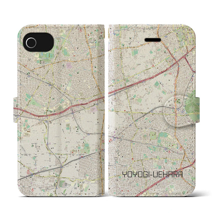 【代々木上原（東京都）】地図柄iPhoneケース（手帳タイプ）ナチュラル・iPhone SE（第3 / 第2世代） / 8 / 7 / 6s / 6 用