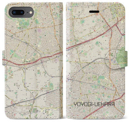 【代々木上原（東京都）】地図柄iPhoneケース（手帳タイプ）ナチュラル・iPhone 8Plus /7Plus / 6sPlus / 6Plus 用