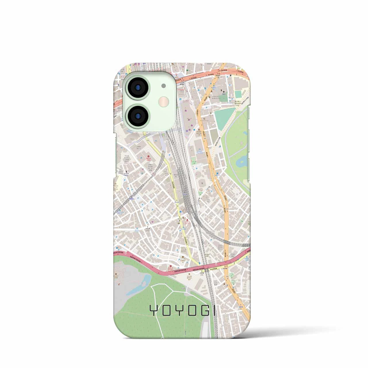 【代々木2】地図柄iPhoneケース（バックカバータイプ・ナチュラル）iPhone 12 mini 用
