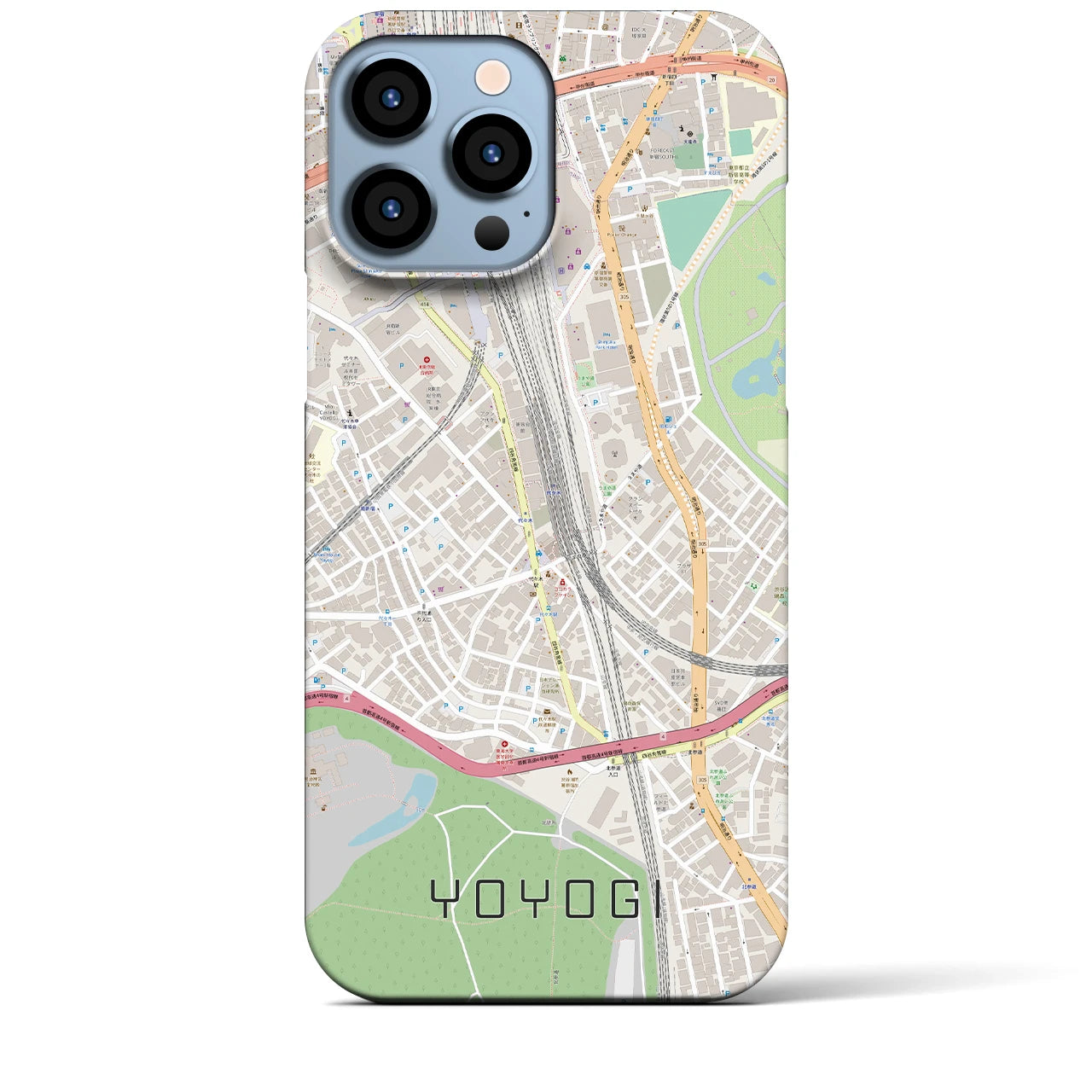 【代々木2】地図柄iPhoneケース（バックカバータイプ・ナチュラル）iPhone 13 Pro Max 用