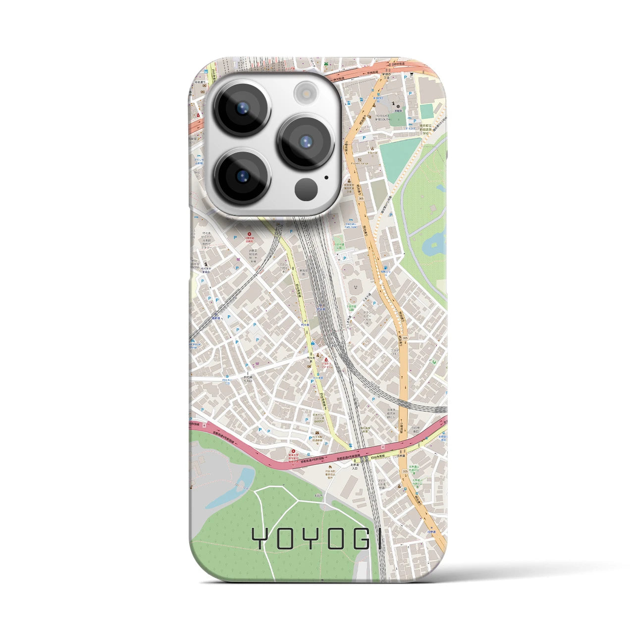 【代々木2】地図柄iPhoneケース（バックカバータイプ・ナチュラル）iPhone 14 Pro 用