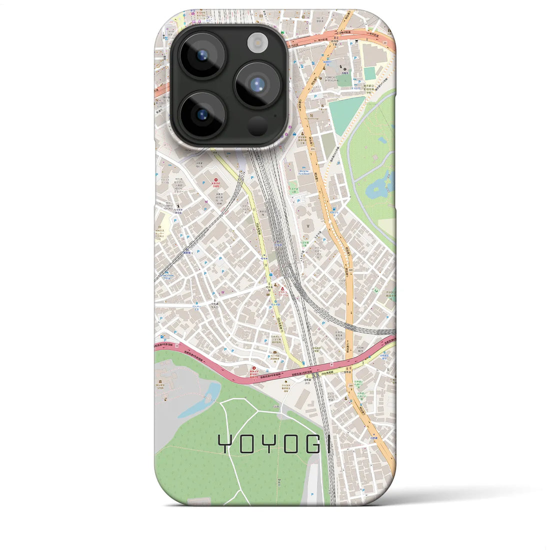 【代々木2】地図柄iPhoneケース（バックカバータイプ・ナチュラル）iPhone 15 Pro Max 用