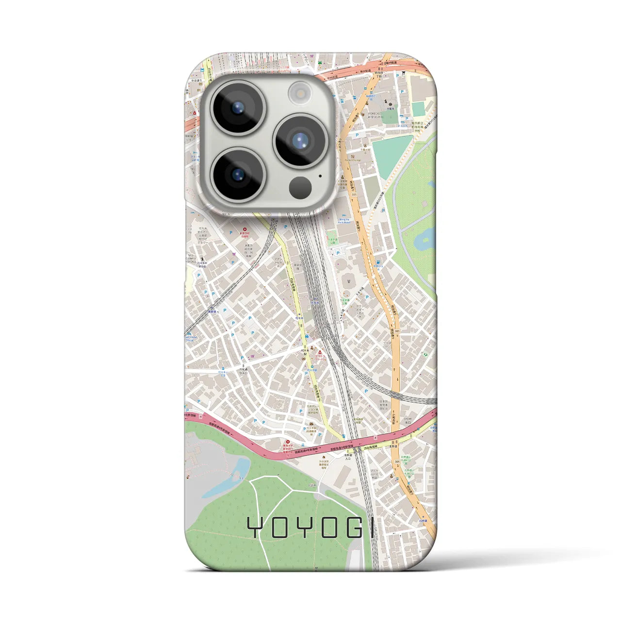 【代々木2】地図柄iPhoneケース（バックカバータイプ・ナチュラル）iPhone 15 Pro 用