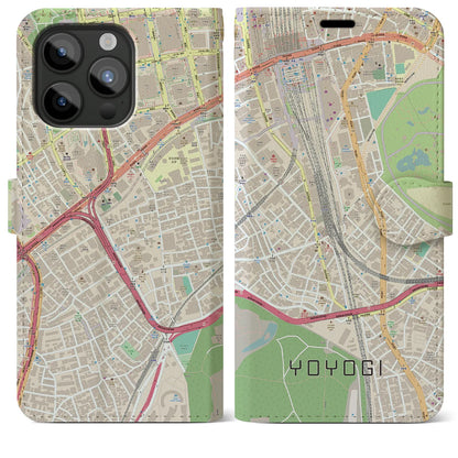 【代々木2（東京都）】地図柄iPhoneケース（手帳タイプ）ナチュラル・iPhone 15 Pro Max 用