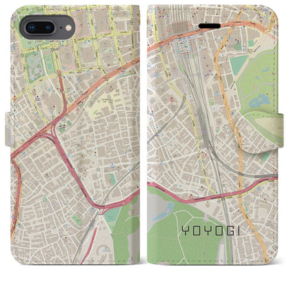 【代々木2（東京都）】地図柄iPhoneケース（手帳タイプ）ナチュラル・iPhone 8Plus /7Plus / 6sPlus / 6Plus 用