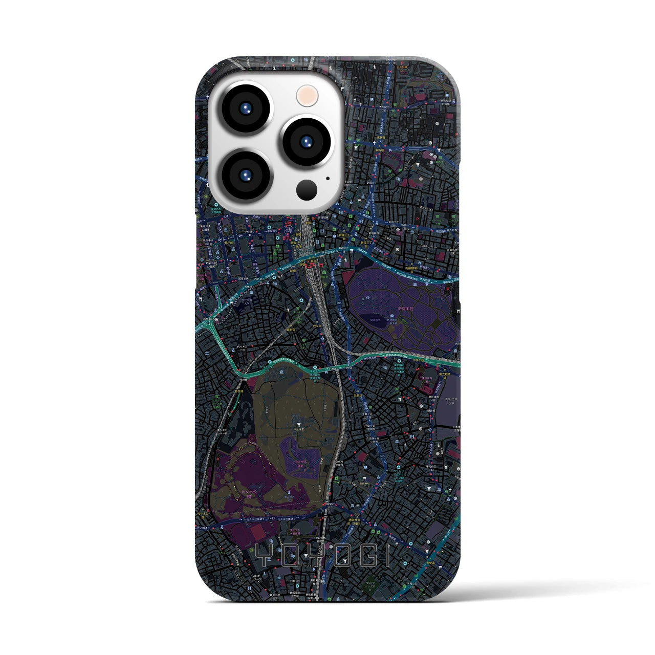 【代々木】地図柄iPhoneケース（バックカバータイプ・ブラック）iPhone 13 Pro 用