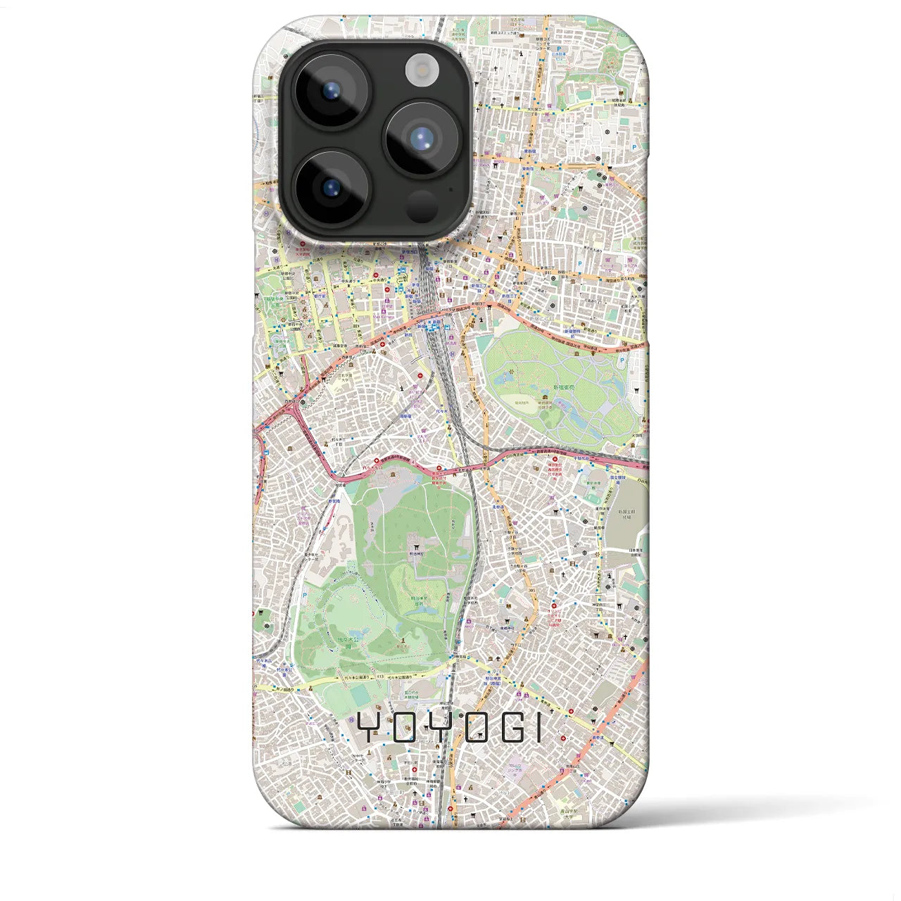 【代々木】地図柄iPhoneケース（バックカバータイプ・ナチュラル）iPhone 15 Pro Max 用