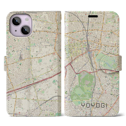 【代々木（東京都）】地図柄iPhoneケース（手帳タイプ）ナチュラル・iPhone 14 用