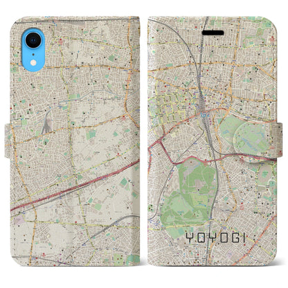 【代々木（東京都）】地図柄iPhoneケース（手帳タイプ）ナチュラル・iPhone XR 用