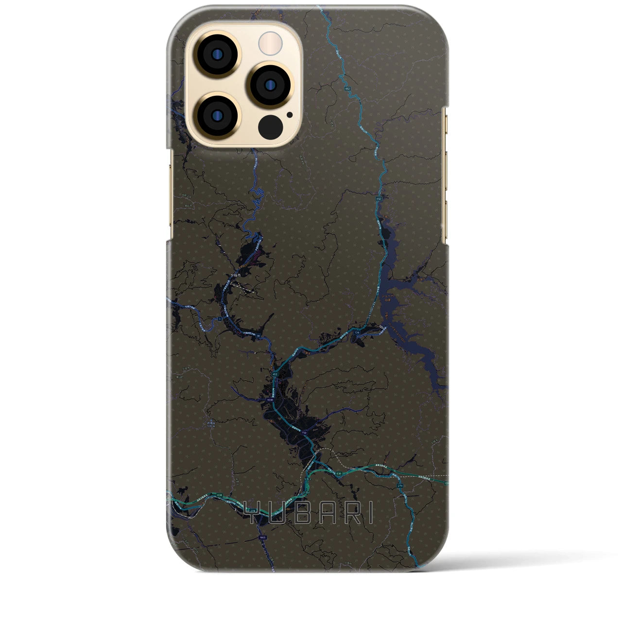 【夕張】地図柄iPhoneケース（バックカバータイプ・ブラック）iPhone 12 Pro Max 用