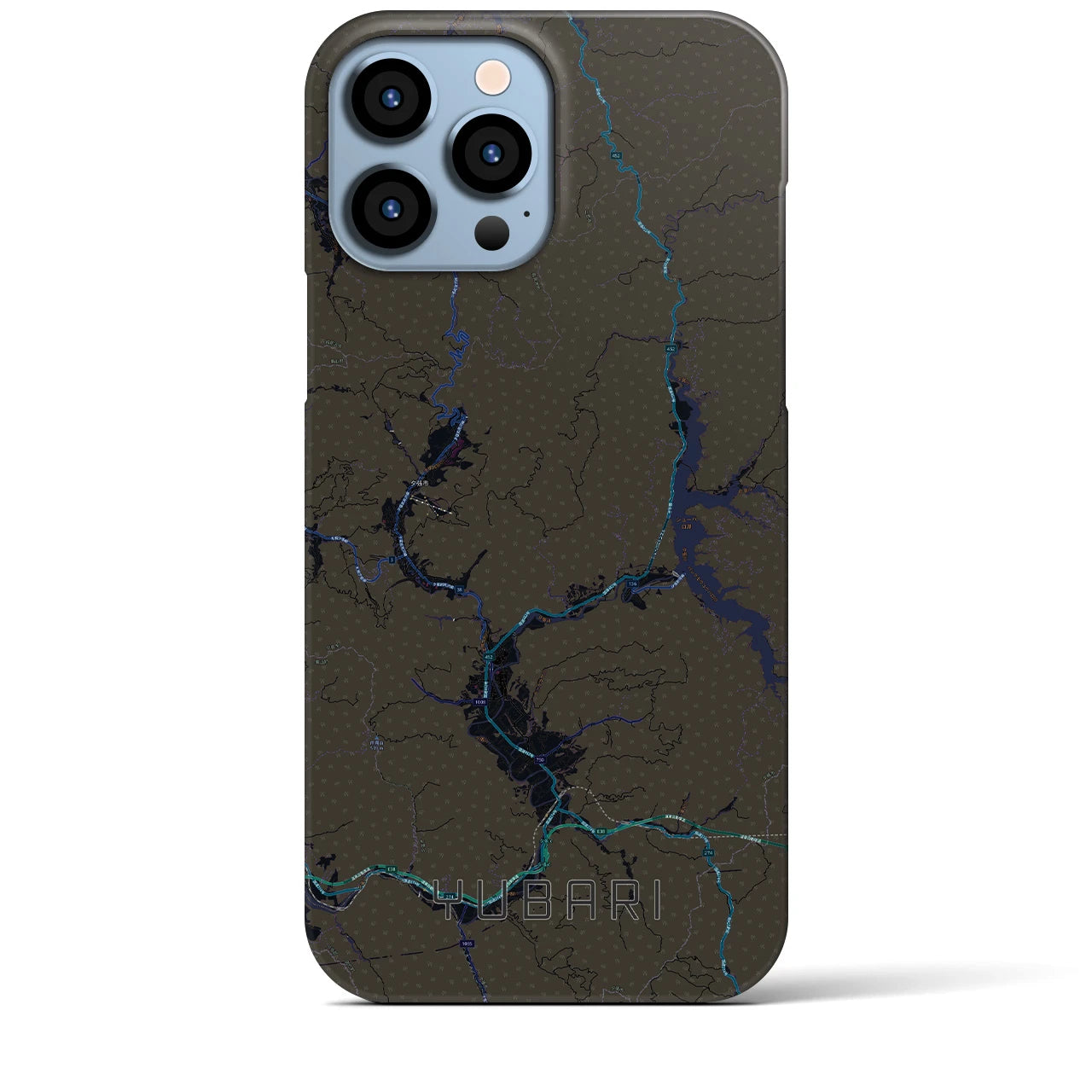 【夕張】地図柄iPhoneケース（バックカバータイプ・ブラック）iPhone 13 Pro Max 用