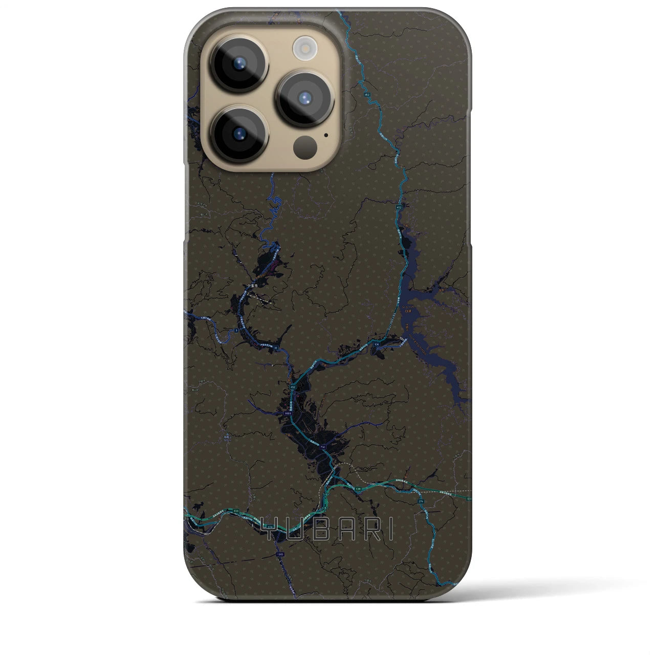 【夕張】地図柄iPhoneケース（バックカバータイプ・ブラック）iPhone 14 Pro Max 用