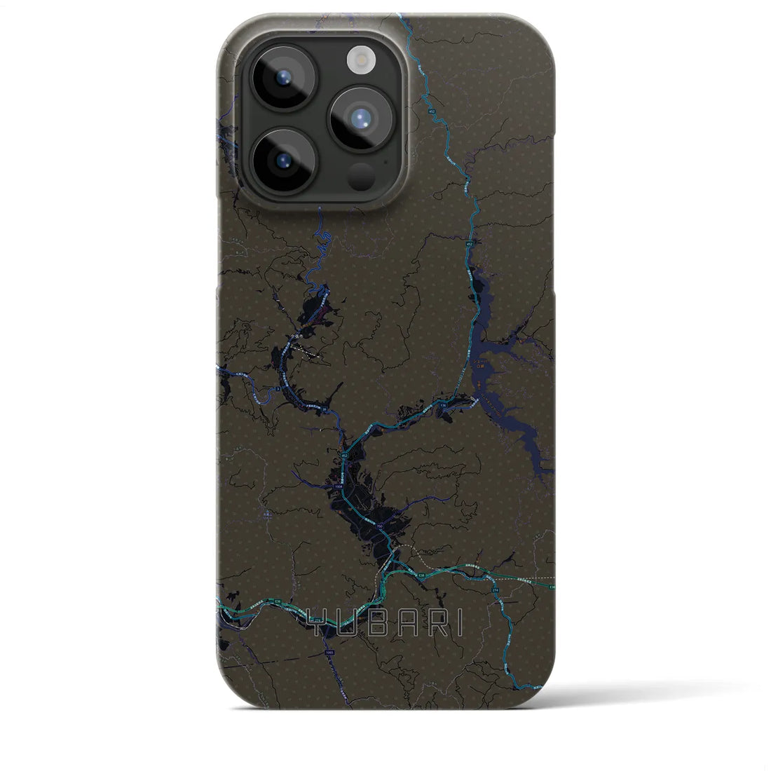 【夕張】地図柄iPhoneケース（バックカバータイプ・ブラック）iPhone 15 Pro Max 用