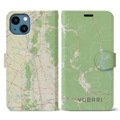【夕張（北海道）】地図柄iPhoneケース（手帳タイプ）ナチュラル・iPhone 13 用