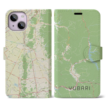 【夕張（北海道）】地図柄iPhoneケース（手帳タイプ）ナチュラル・iPhone 14 用