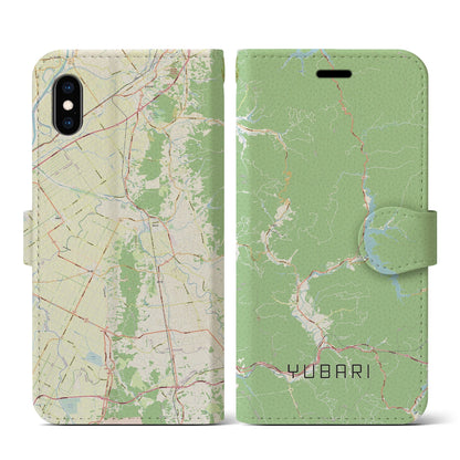 【夕張（北海道）】地図柄iPhoneケース（手帳タイプ）ナチュラル・iPhone XS / X 用