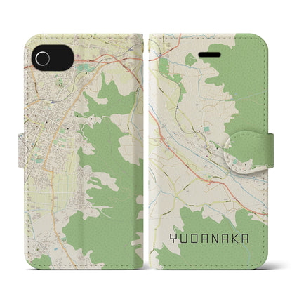 【湯田中（長野県）】地図柄iPhoneケース（手帳タイプ）ナチュラル・iPhone SE（第3 / 第2世代） / 8 / 7 / 6s / 6 用