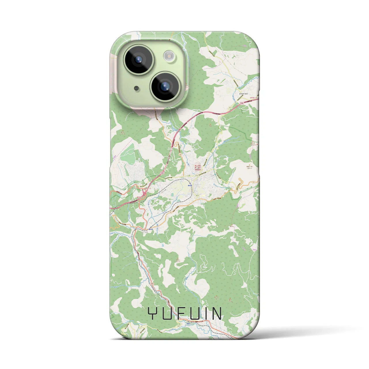 【湯布院】地図柄iPhoneケース（バックカバータイプ・ナチュラル）iPhone 15 用